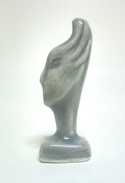 Miniature ceramic sculpture profile - grey