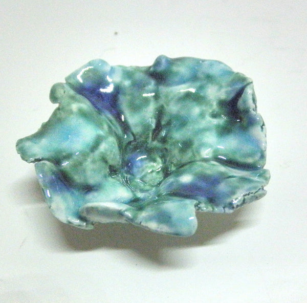 Miniature artist ceramic free form bowl - green