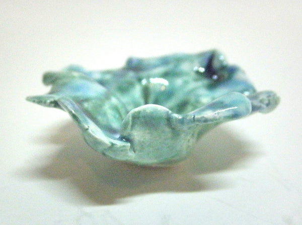 Miniature artist ceramic free form bowl - green