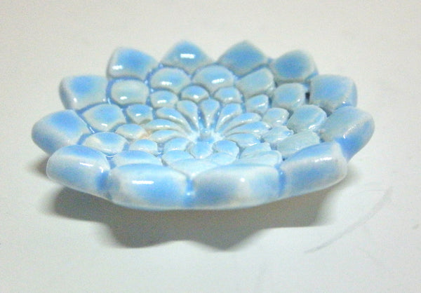 Miniature ceramic bowl textured blue with scalloped edges- small