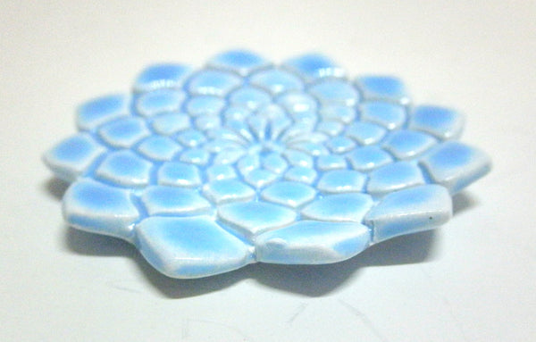 Miniature ceramic bowl textured blue with scalloped edges- medium