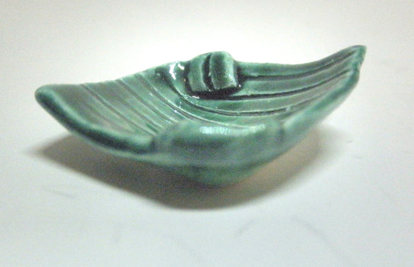 Miniature artist ceramic striped bowl - green