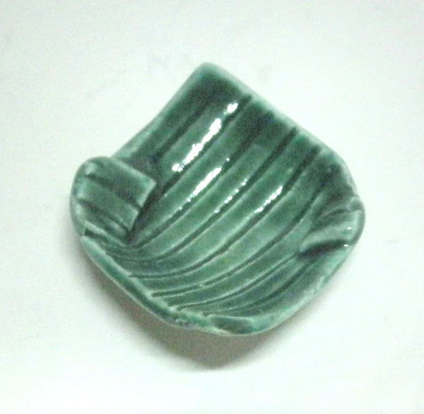 Miniature artist ceramic striped bowl - green