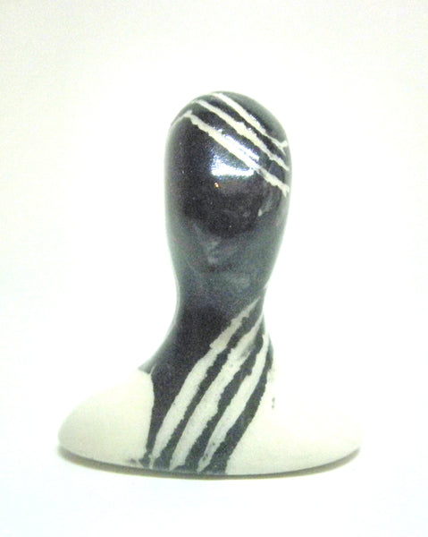 Miniature ceramic sculpture - bust in black and white