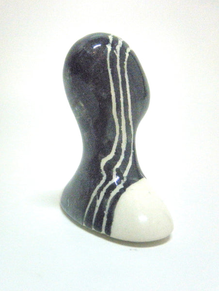 Miniature ceramic sculpture - bust in black and white