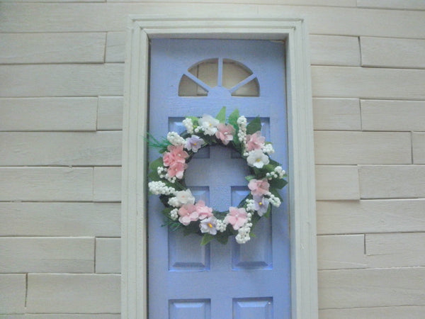 Miniature spring wreath pink and white