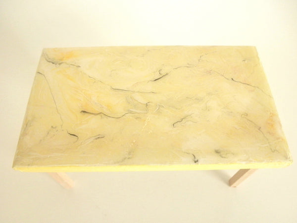 Dinner table resin on wood 1/12th scale pale yelow