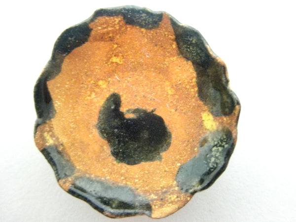 Miniature ceramic rustic stone like bowl with black rim