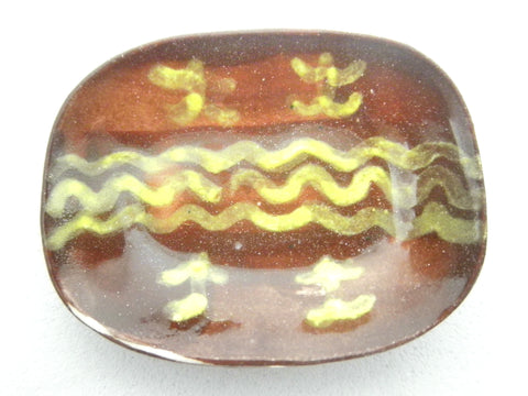 Miniature Pennsylvania slipware oblong dish - central wave sprigs