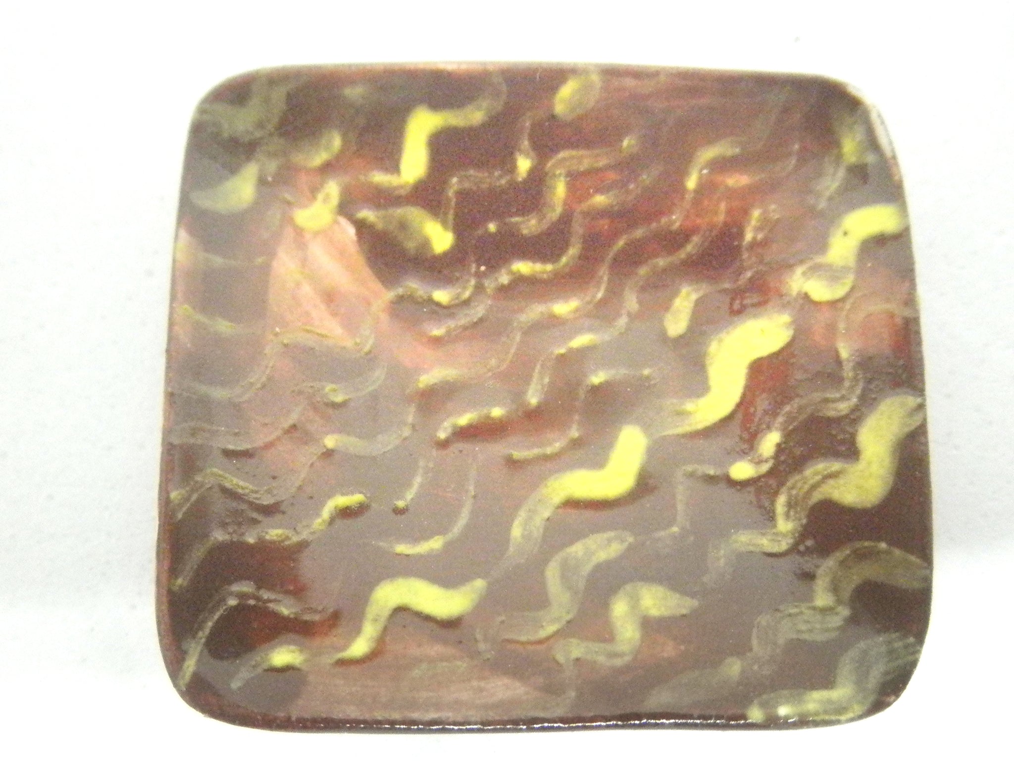Miniature Pennsylvania slipware square plate - diagonal waves