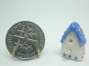Miniature patriotic ceramic bird house