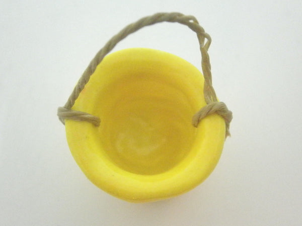 Miniature ceramic water bucket - yellow