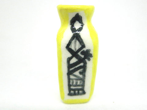 Miniature ceramic vase geometric yellow