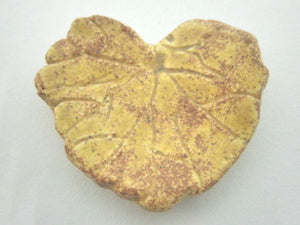Miniature ceramic leaf -  round light brown