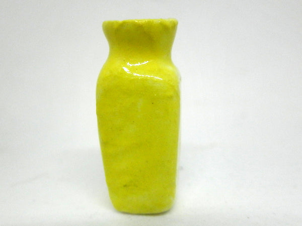 Miniature ceramic vase geometric yellow