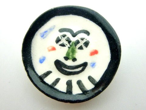 Miniature Picasso inspired small ceramic plate - face with big smile