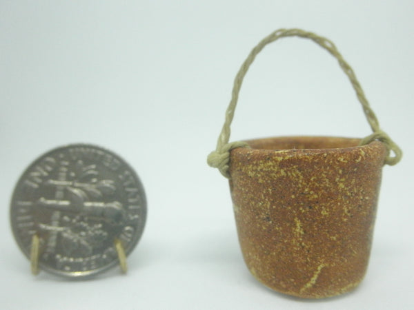 Miniature ceramic water bucket -brown