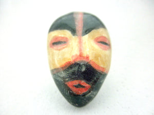 Miniature African art mask black, beige and red