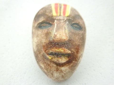 Miniature African art mask brown, yellow and red