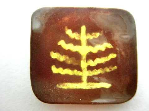 Miniature Pennsylvania slipware square plate - tree