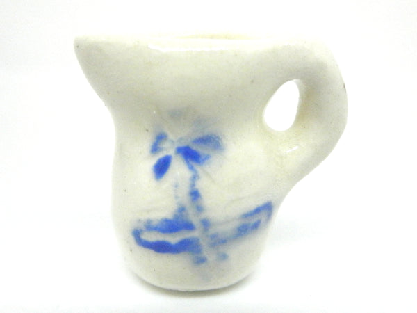 Miniature Picasso inspired pitcher - scrafitto blue