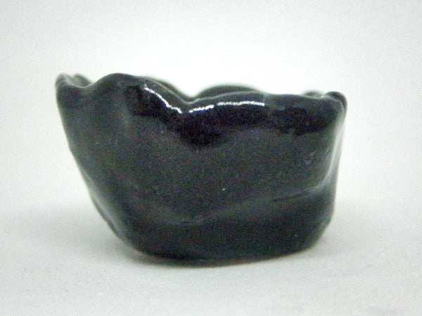 Miniature ceramic black planter - good for Ikebana