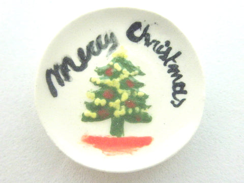 Miniature Christmas plate - Christmas tree Merry Christmas