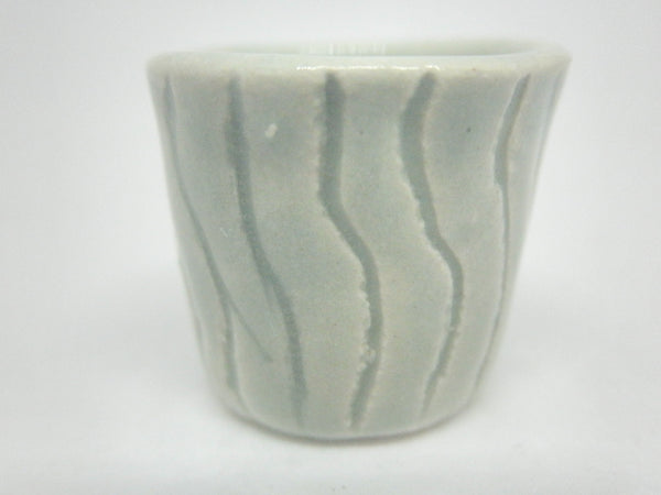 Miniature ceramic planter - Carved Celadon