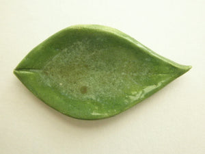 Miniature ceramic leaf -  green