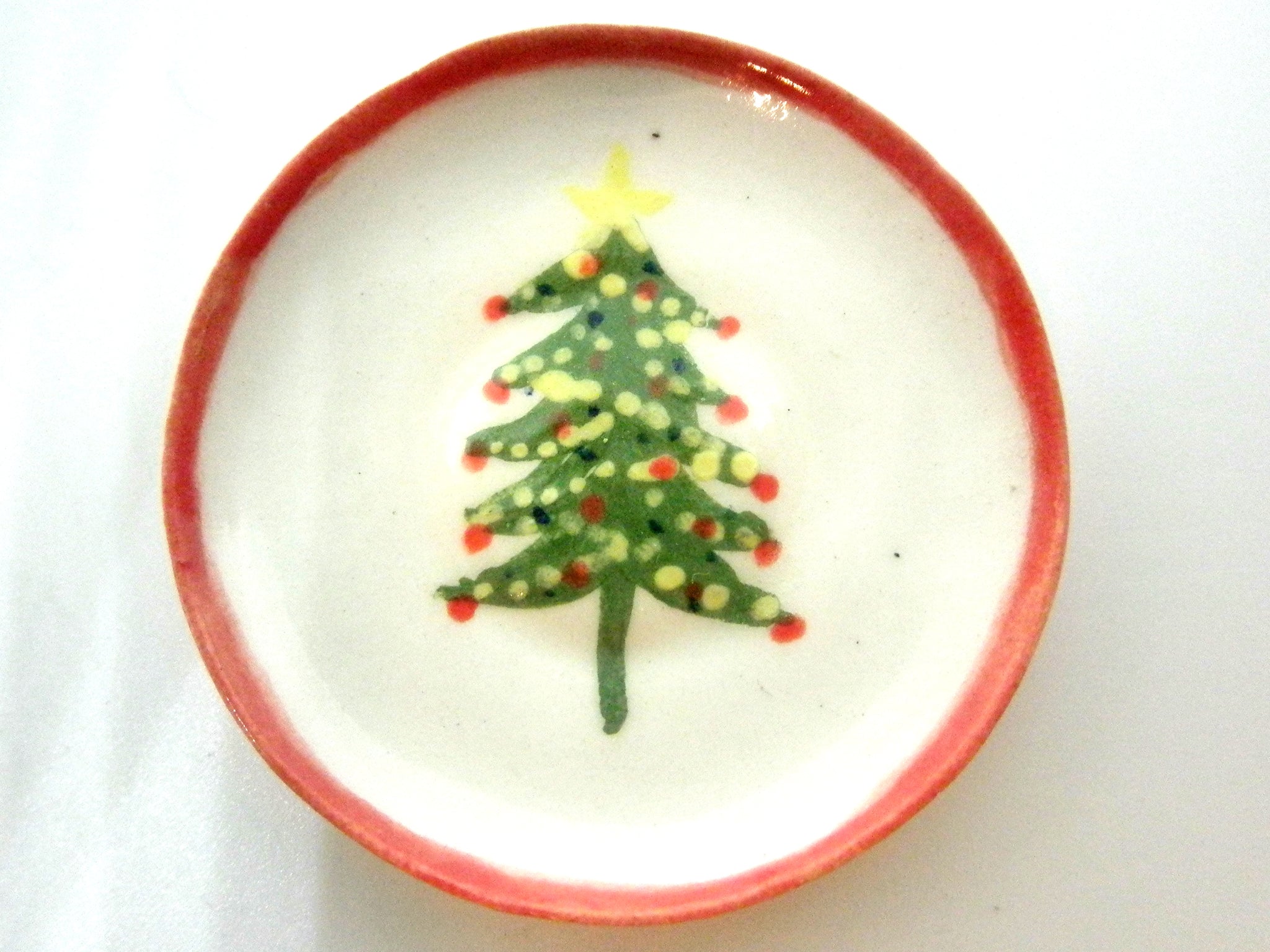 Miniature Christmas dish - Tree with red border