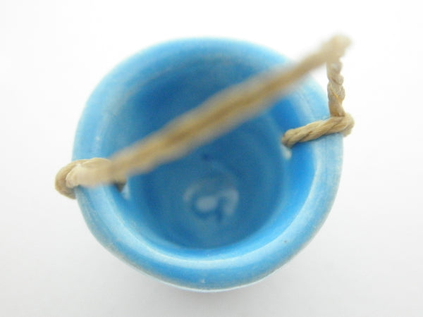 Miniature ceramic water bucket - blue