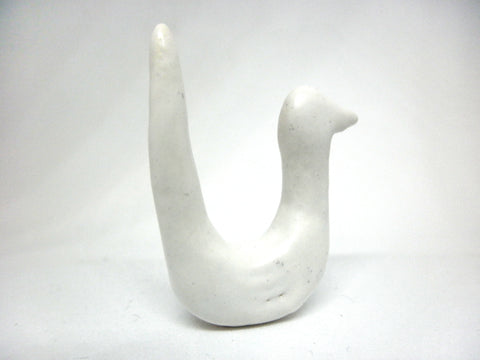 Miniature ceramic figurine modern stylized white bird