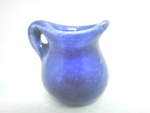 Miniature ceramic pitcher fiesta ware royal blue
