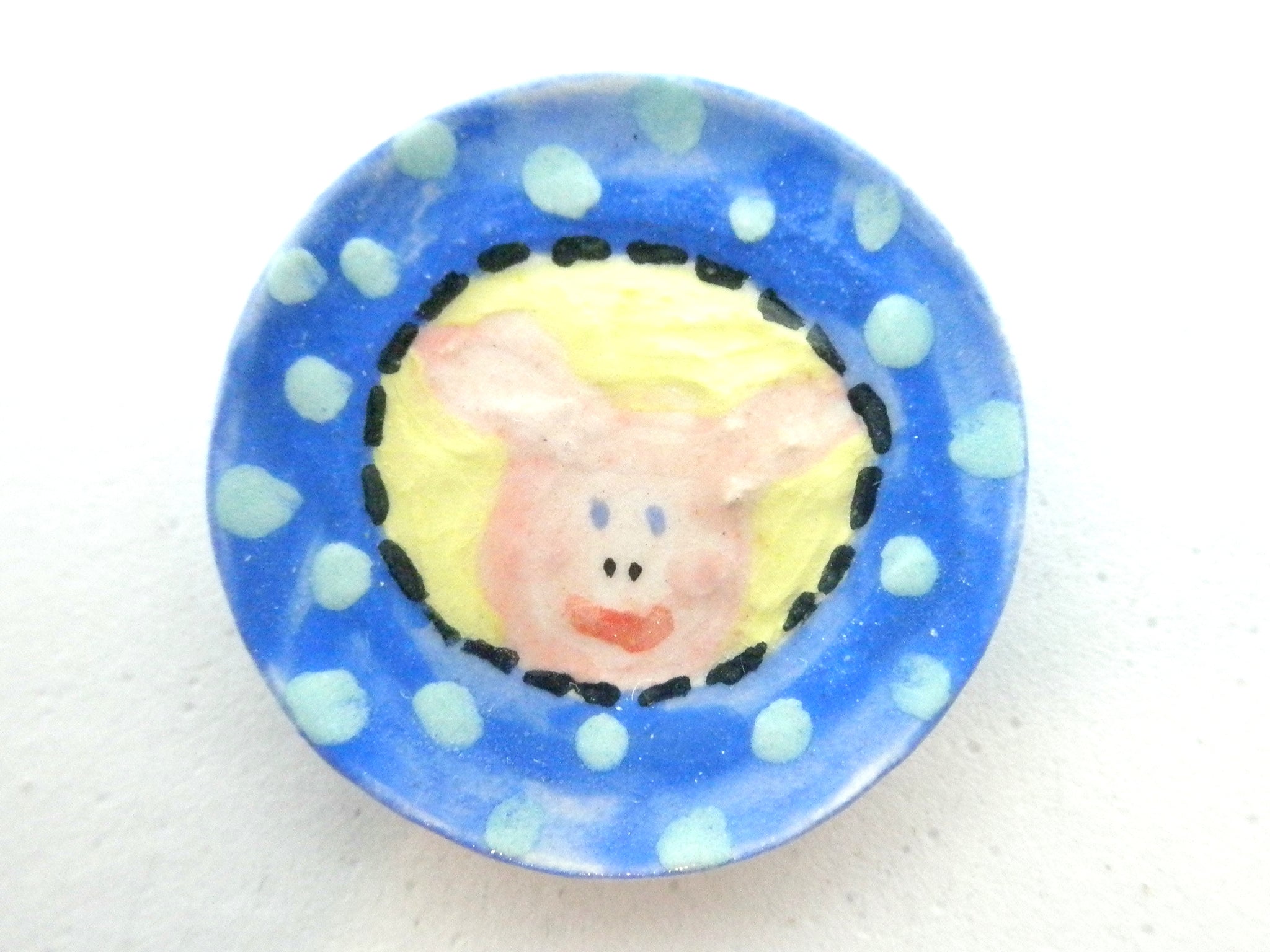 Miniature ceramic child plate - pig