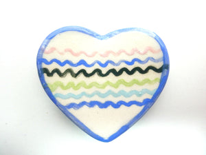 Miniature ceramic plate - Heart shaped with swirls
