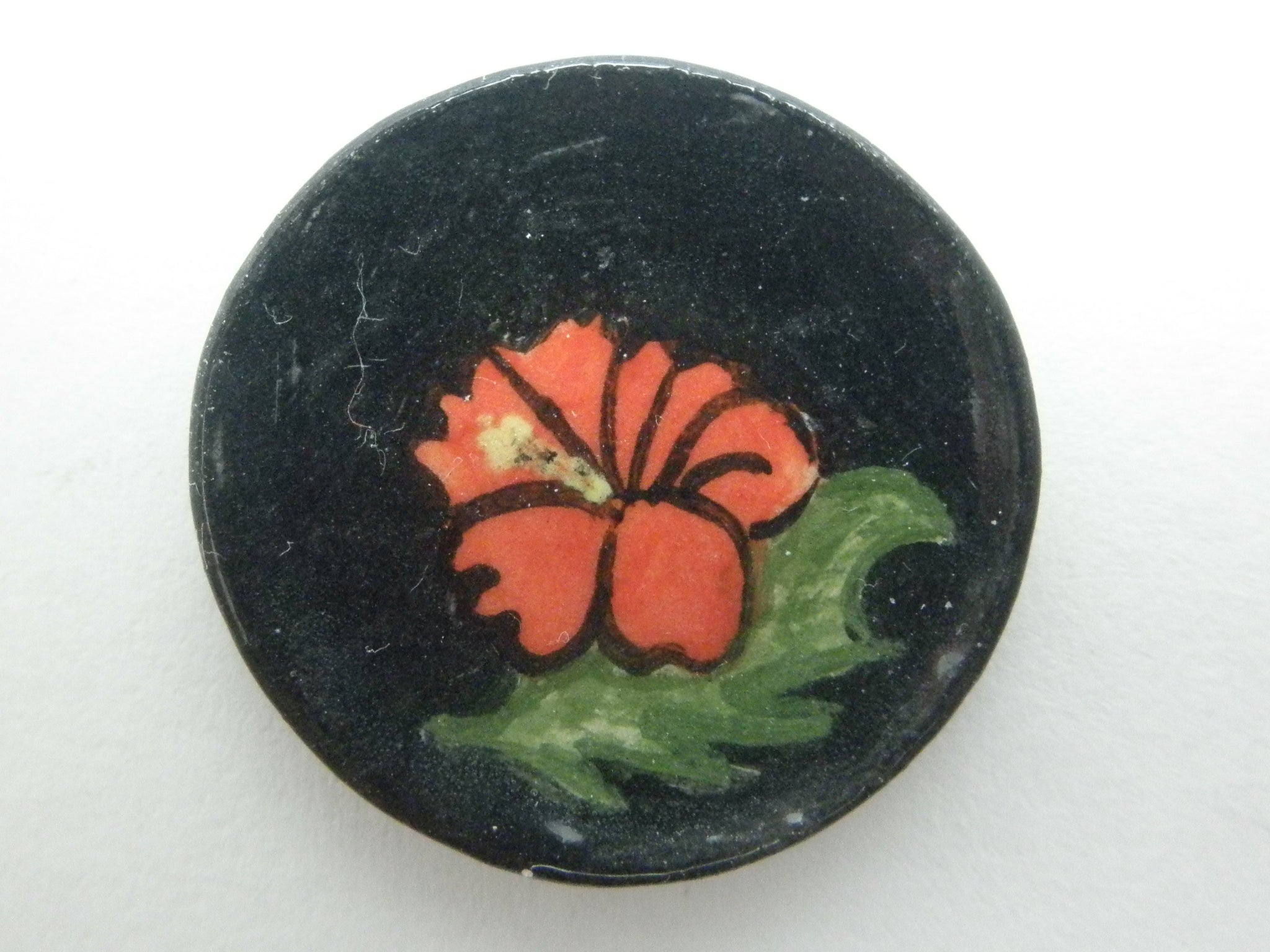 Miniature ceramic plate Moorcroft style black