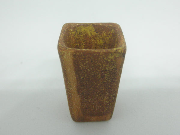 Miniature ceramic modern tall planter - Brown clove
