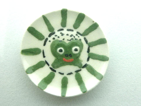 Miniature ceramic child plate - frog