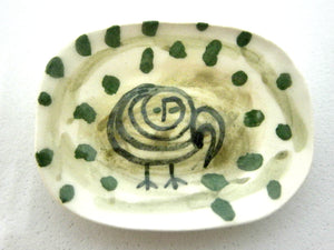 Miniature Picasso inspired ceramic plate -  owl