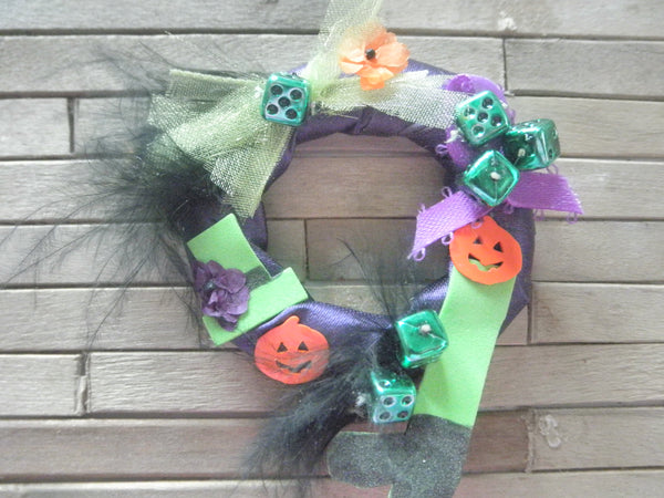 Miniature Halloween wreath - with witch leg