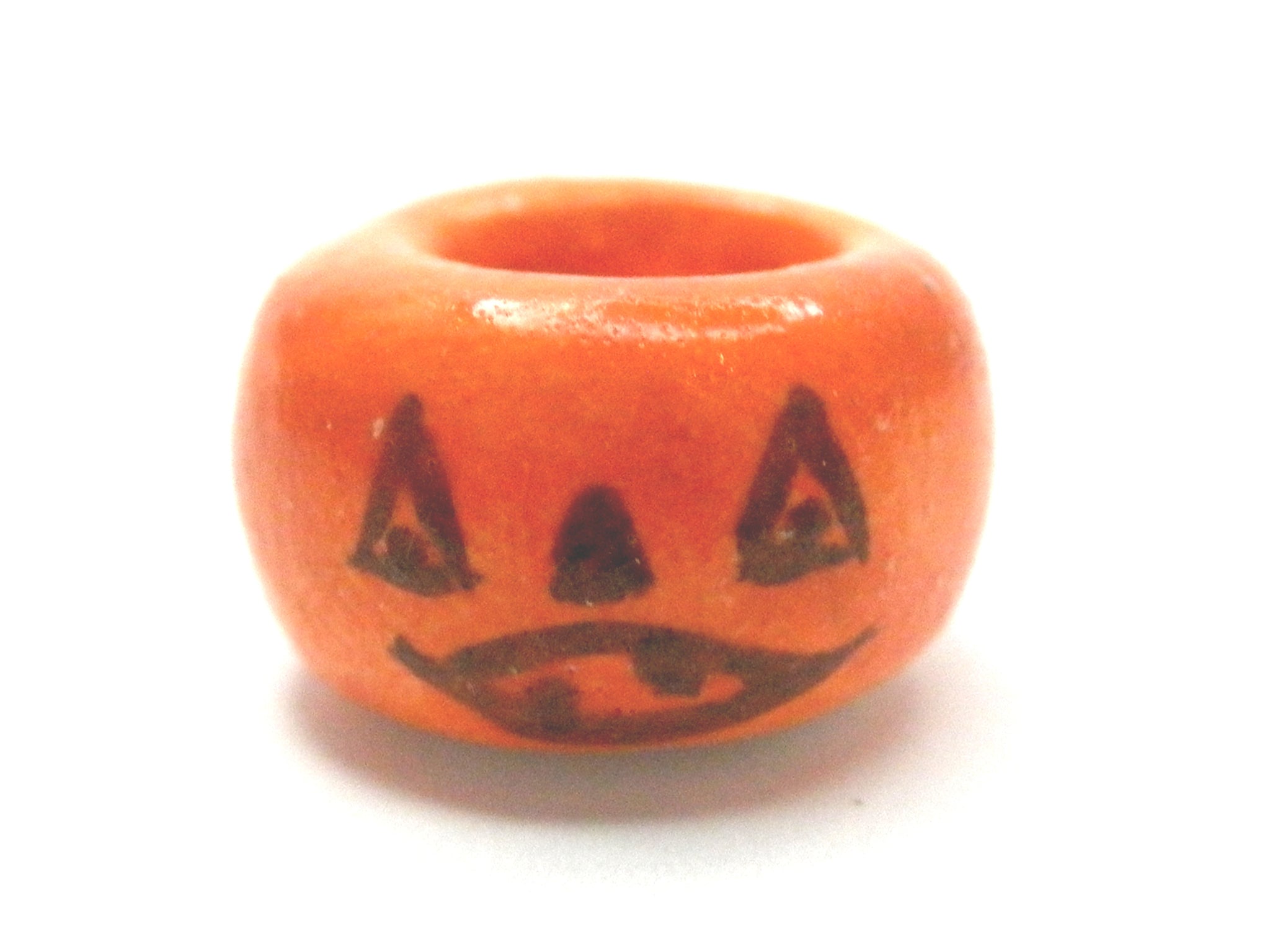 Miniature Ceramic Halloween orange dish with Jack O Lantern design